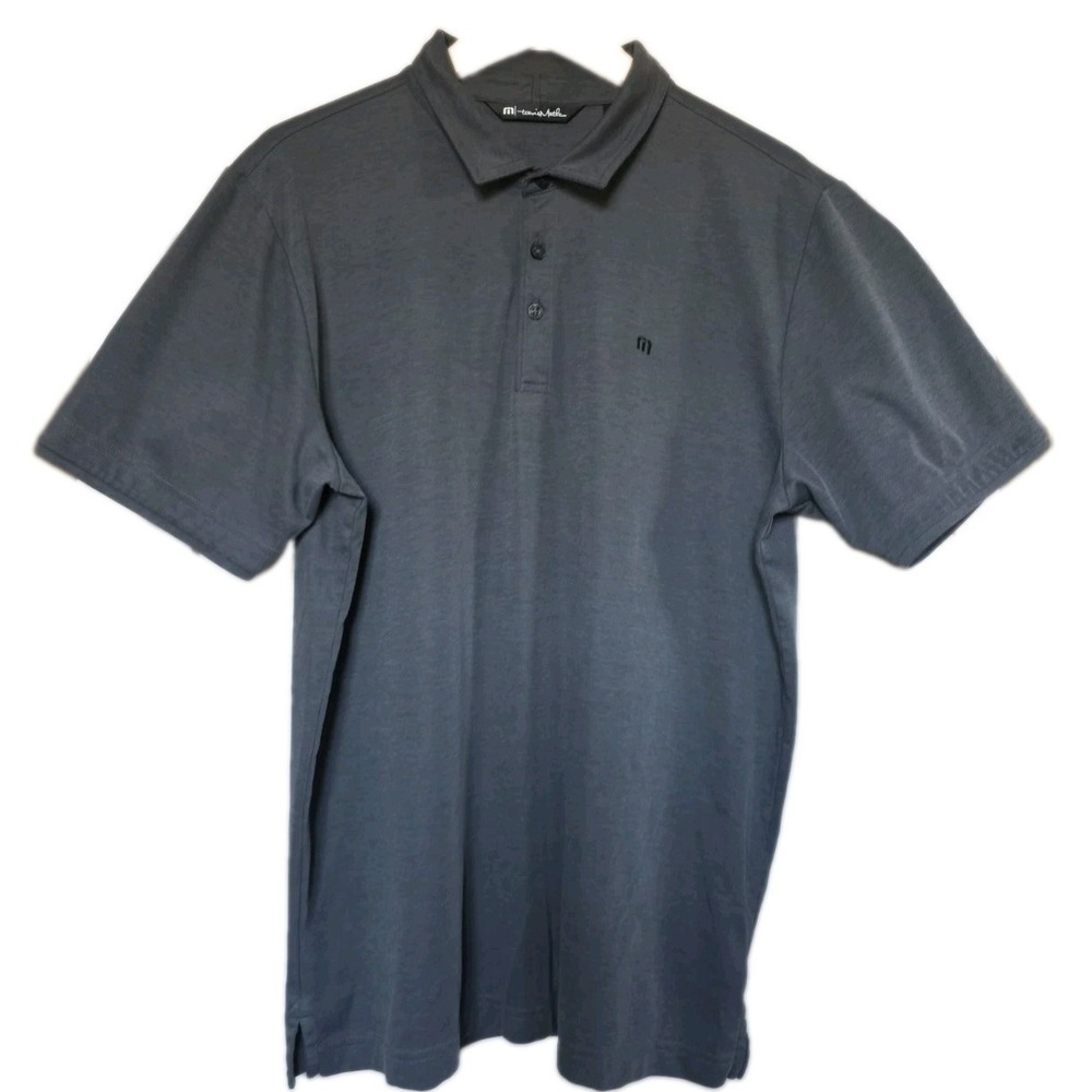 Travis Mathew Excursion Men Golf Polo Shirt 1MW892 Heather Blue PimaCotton Sz XL